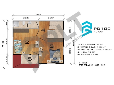 PD100 Çift Katlı Prefabrik