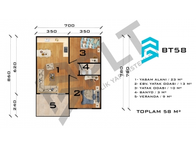 BT58 TEK KATLI BUNGALOV