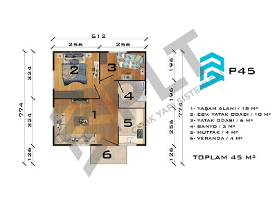 P45 Tek Katlı Prefabrik Ev