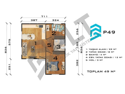 P49 Tek Katlı Prefabrik Ev