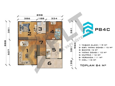 P84C Tek Katlı Prefabrik Ev