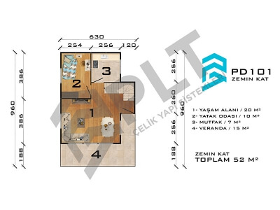 PD101 Çift Katlı Prefabrik